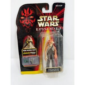 Star Wars Episode 1 Jar Jar Binks CommTech Action Figure with Staff 1998 Hasbro